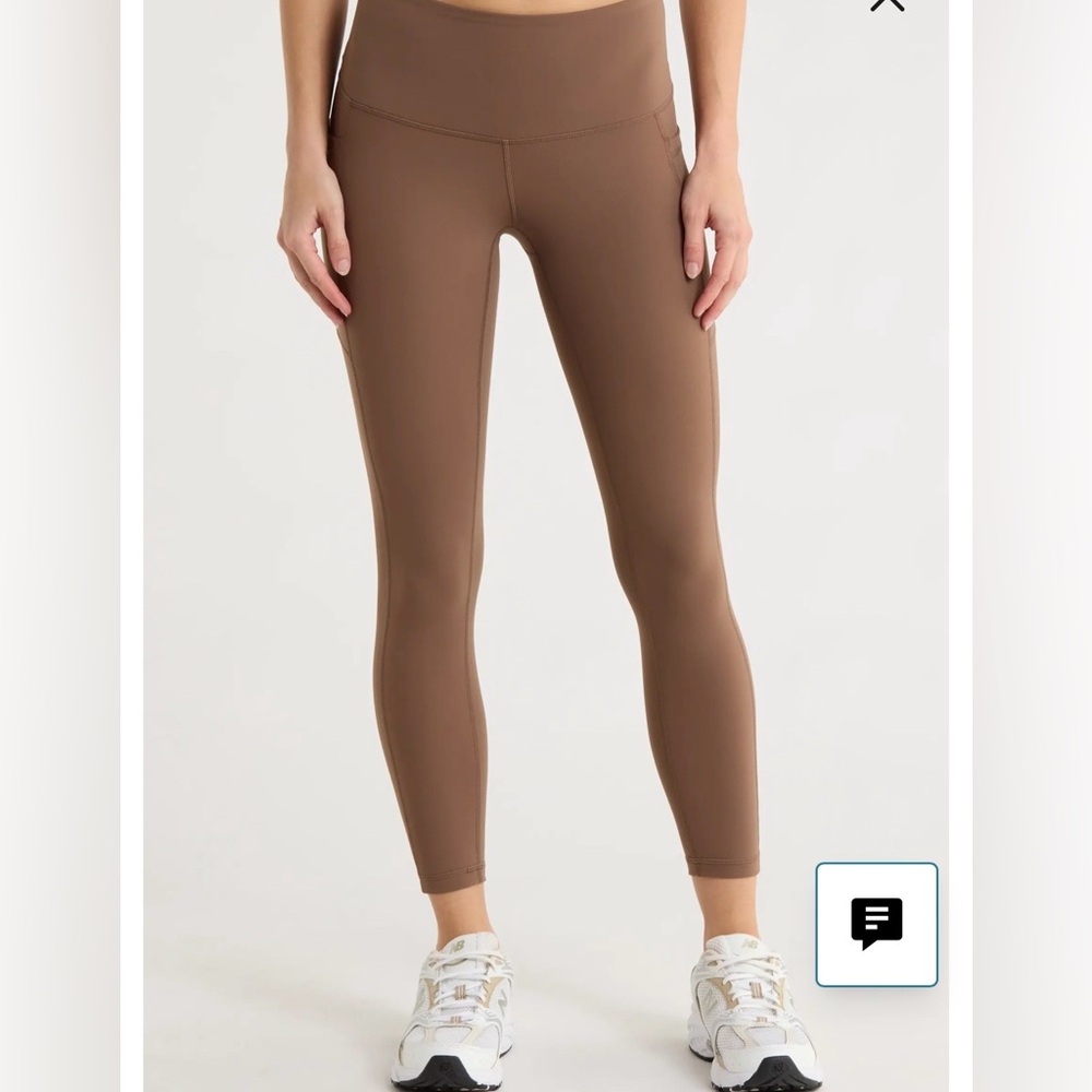 Zella Perform Luxe Mocha Brown 7/8 Leggings Pockets High Waist 23” Inseam M NWOT